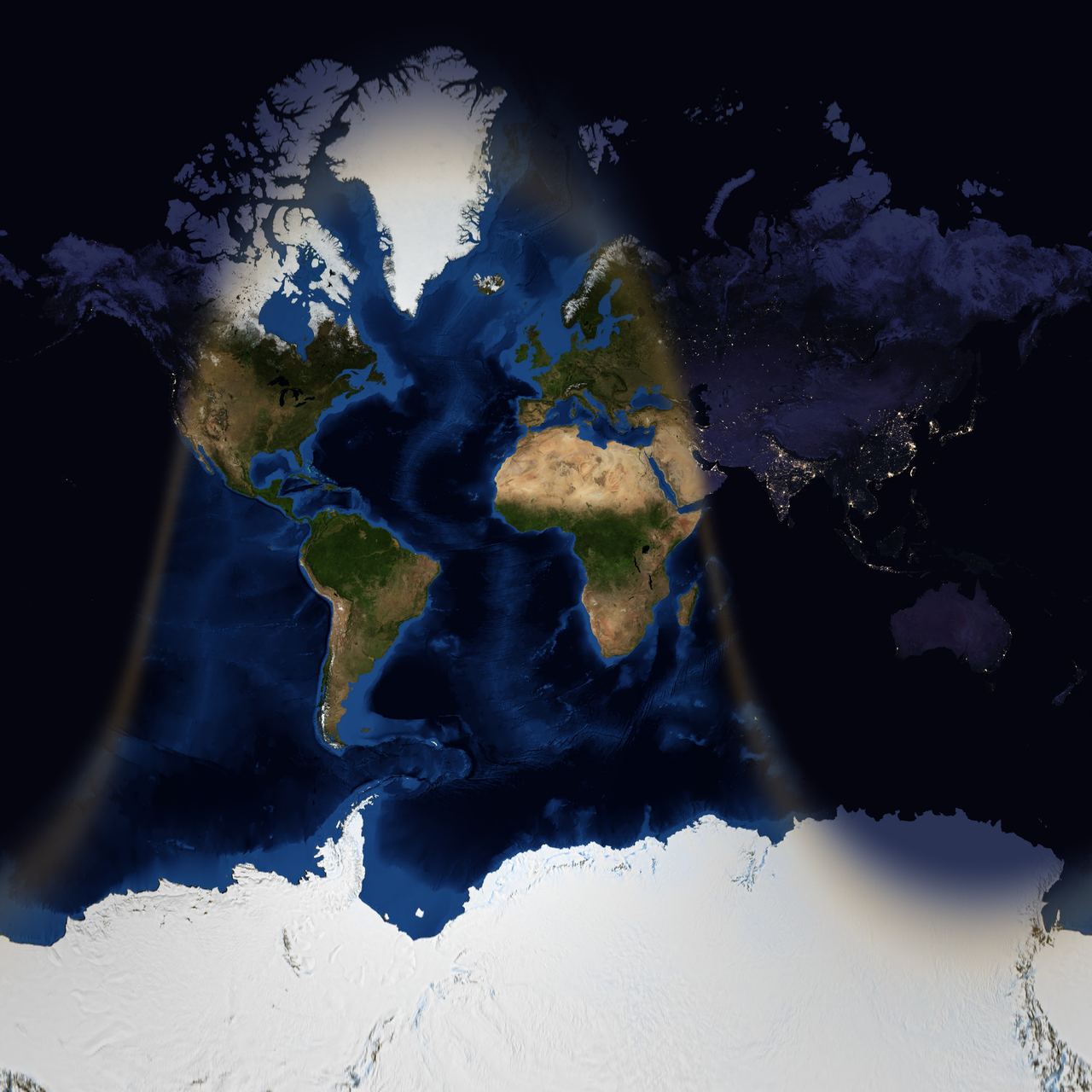 Live day and night world map, as shown on hamclock.me right now